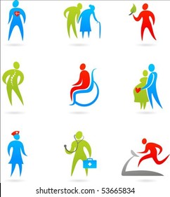 Collection of colourful healthcare icons