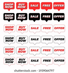 Collection of colourful sales label vector isolated on white background.