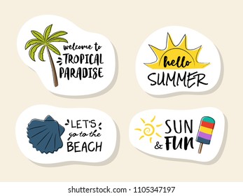 Collection of colourful summer icons. Vector.