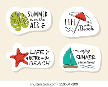 Collection of colourful summer icons. Vector.