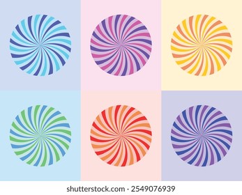 Collection of colourful sunburst illustration set 