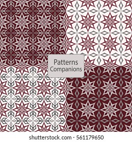 Collection of the combined seamless patterns with geometric motifs
