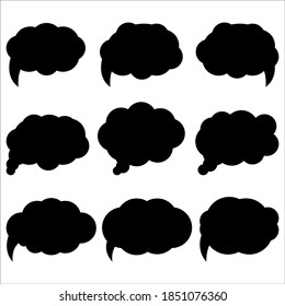 Collection of comic balloons in black silhouette colors