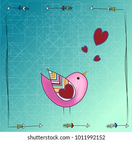 collection of comic birds in cartoon style. Cute characters. Vector background.