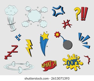 Collection of comic book graphic effects.