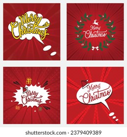 
Collection of comic merry christmas banners. Decorative set of backgrounds for merry christmas with bomb explosive in pop art style. Vector illustration.