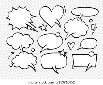 A collection of comic  speech bubbles. comic speech bubbles doodle set