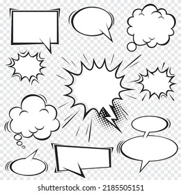 A collection of comic  speech bubbles. comic speech bubbles doodle set