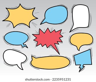 A collection of comic  speech bubbles. A set of comic bubbles and elements. Comic dialog empty cloud