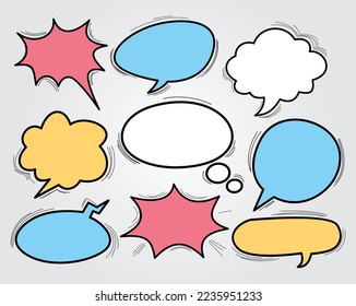 A collection of comic  speech bubbles. A set of comic bubbles and elements. Comic dialog empty cloud