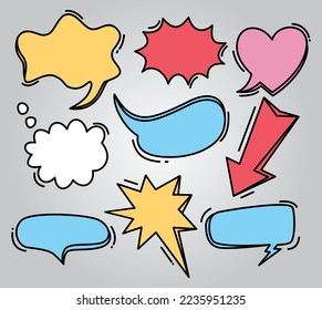 A collection of comic  speech bubbles. A set of comic bubbles and elements. Comic dialog empty cloud