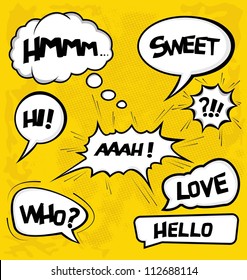 A collection of comic style speech bubbles