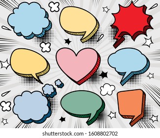 A collection of comic style speech bubbles. Vector illustration