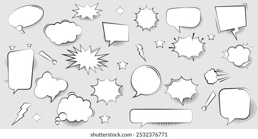 a collection of comic style speech bubbles 