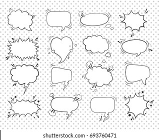 A collection of comic style speech bubbles. Vector illustration. Hand-draw, funny design.