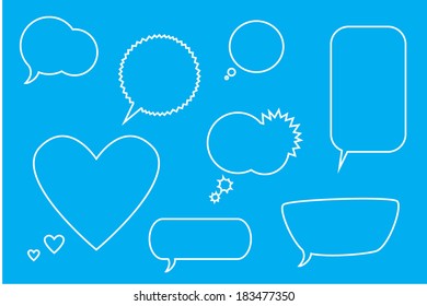 Collection of comic style white speech bubbles.