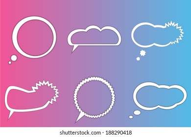 Collection of comic style white speech bubbles.