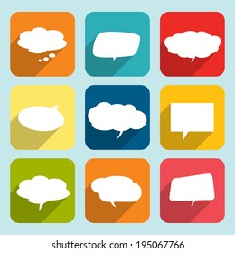 Collection of comic style white speech bubbles. 