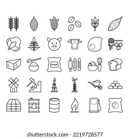 collection of commodities icon vector