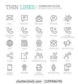 Collection of communication related line icons