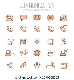 Collection of communication thin line icons