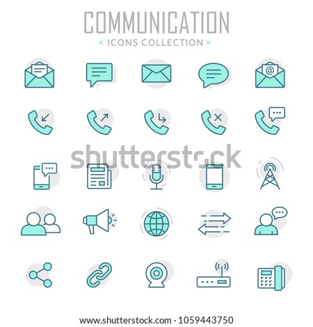 Collection of communication thin line icons. Vector eps 10