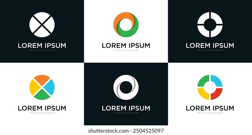 Collection of company logo design elements, abstract circles. Premium Vector