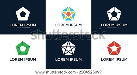 Collection of company logo design elements, abstract pentagon. Premium Vector