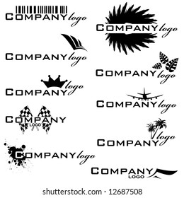 Collection of company logos in black and white that are easy to edit