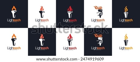 collection of competition torch logo, spirit, sport, logo design illustration.