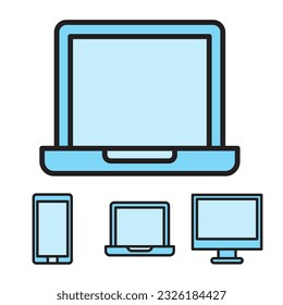 collection of computer hardware and gadgets minimalistic icons