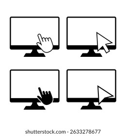 collection of computer icons and click symbols