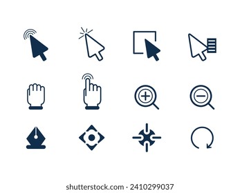 Collection of computer mouse cursors. Vector illustration. Cursor icons. 