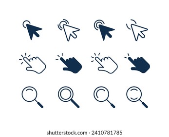 Colección de cursores del mouse del equipo. Ilustración vectorial. Iconos del cursor. 