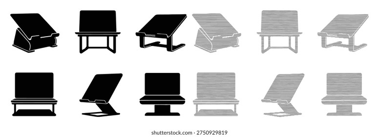 Collection of computer riser stands for improved posture and comfortable workplace setups