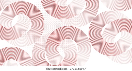 Eine Sammlung konzentrischer roter Kreise. Eine Sammlung von Radial-Schallwellen oder Sonarringen. modern.