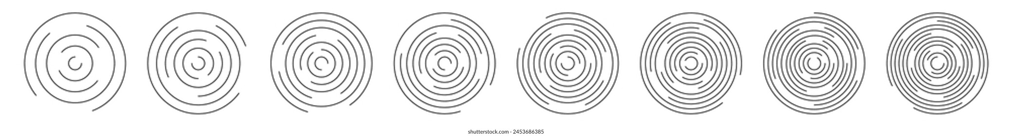 Collection of concentric ripple circles vector