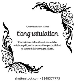 Collection congratulation card with flower hand draw vector illustration