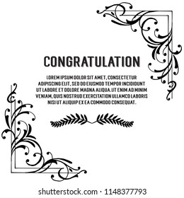Collection congratulation card with flower hand draw vector illustration