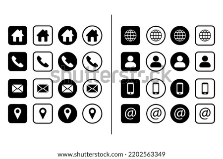 Collection of connect icon set. Contact us icon set phone email location chay website. Social media contact vector outlined icon set.
