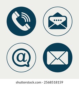 Collection of Connect Icons. Contact icon vector. Home, location, call, at, email, address, globe, chat, message, mail, telephone, information, support, search, website, icon. Vector Illustration.