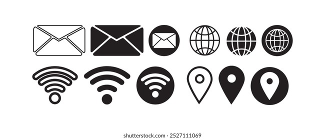 Sammlung von Verbindungssymbolen. Kontaktieren Sie uns Icon-Set. Kontakt- und Kommunikationssymbole Kommunikationssymbol für Gruppe.