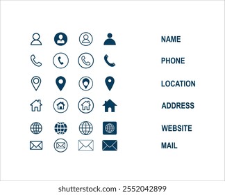 Coleção de Ícones de Conexão.Entre em contato conosco ícone set.Ícones de Contato e Comunicação.Ícone Conjunto de Comunicação.