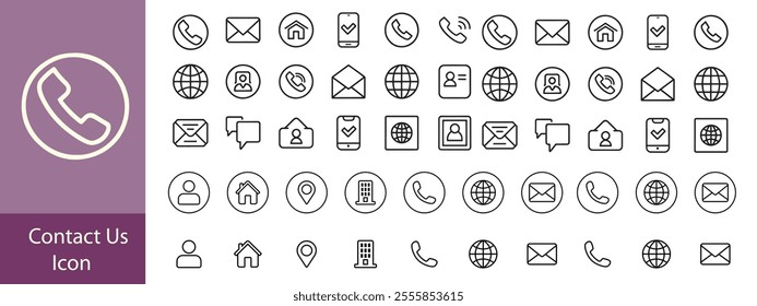 Collection of Connect Icons.Contact us icon set.Contact and Communication Icons.Set of Communication icon.Set of Social media icon:Facebook,Instagram, Twitter, Youtube,Whatsapp, Telegram.Vector