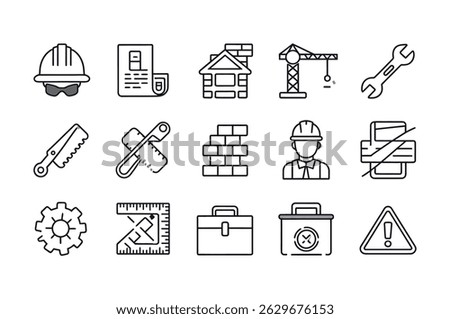 Collection of Construction and Engineering Line Icons