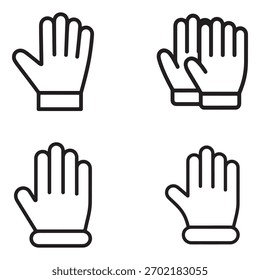 Una colección de iconos de guantes de construcción presentados en un estilo de silueta audaz, ideal para la seguridad y los diseños relacionados con el trabajo.