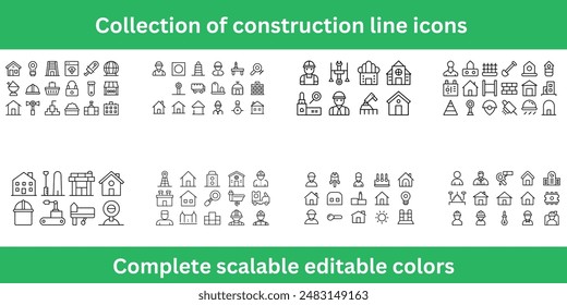 Collection of construction line icons