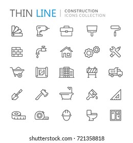 Collection of construction thin line icons