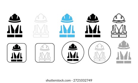 Collection of construction worker safety icons and graphics