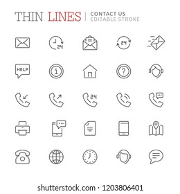 Collection Of Contact Us Related Line Icons. Editable Stroke